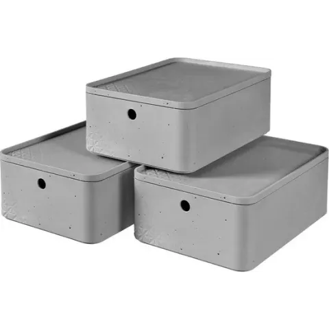 Curver Beton M Opbergbox - 8 l - 3 Stuks - Grijs