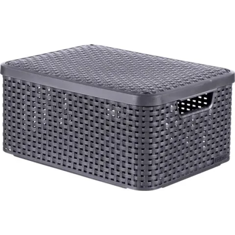 Curver Rattan Style Opbergmand M - Met Deksel - Antraciet