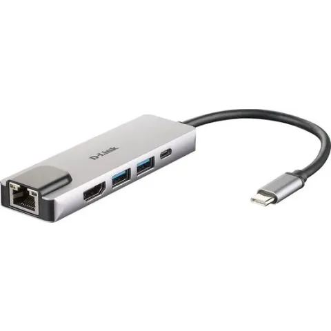 D-Link DUB-M520 notebook dock & poortreplicator Bedraad Thunderbolt 3 Aluminium, Zwart