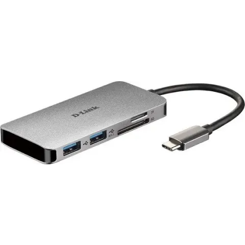 D-Link DUB-M610 notebook dock & poortreplicator Bedraad USB 3.2 Gen 1 (3.1 Gen 1) Type-C Aluminium, Zwart