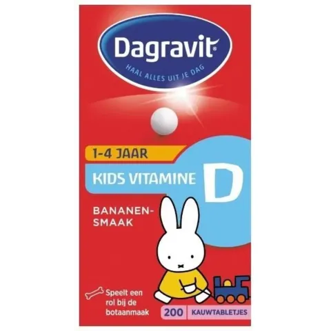 Dagravit Kids Vitamine D - Multivitamine - Bananensmaak - 200 tabletten