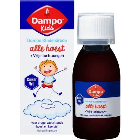 Dampo Kids Kindersiroop Alle Hoest + Vrije Luchtwegen Suikervrij - Anti-Hoestmiddel - 120 ml