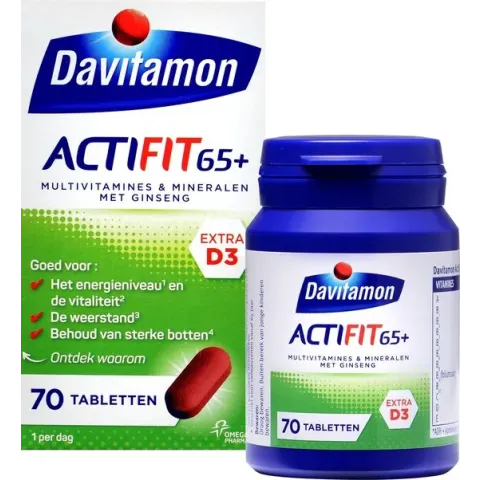 Davitamon Actifit 65+ - Multivitamine voor 60 plussers  - 70 tabletten - Voedingssupplement