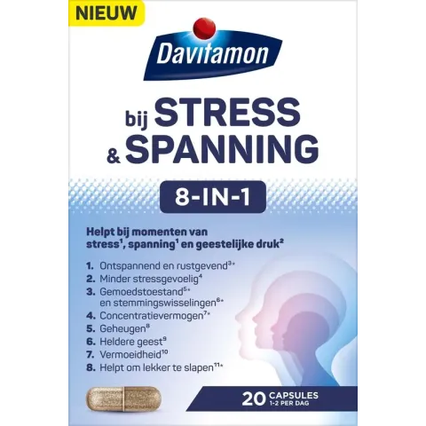 Davitamon bij Stress  & Spanning 8-in-1 - Voedingssupplement - 20 capsules