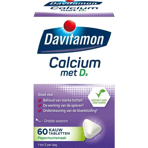 Davitamon Calcium + vitamine D - mint  - 60 stuks
