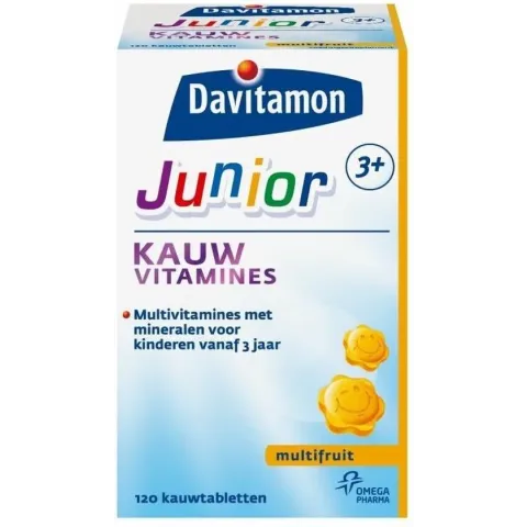 Davitamon Junior 3+ Kauwvitamines - multivitamine kinderen - multifruit - 120 tabletten