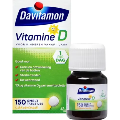 Davitamon Vitamine D Kinderen - Groei en Ontwikkeling - Voedingssupplement - Smelttablet 150 stuks