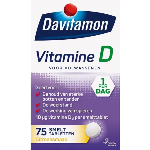 Davitamon Vitamine D Volwassenen smelttabletten - 75 stuks - Voedingssupplement
