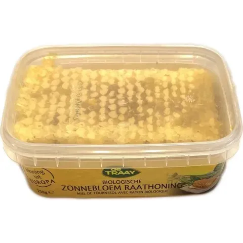 De Traay - Biologische Zonnebloem Raathoning - 250g - Honing in een kuipje