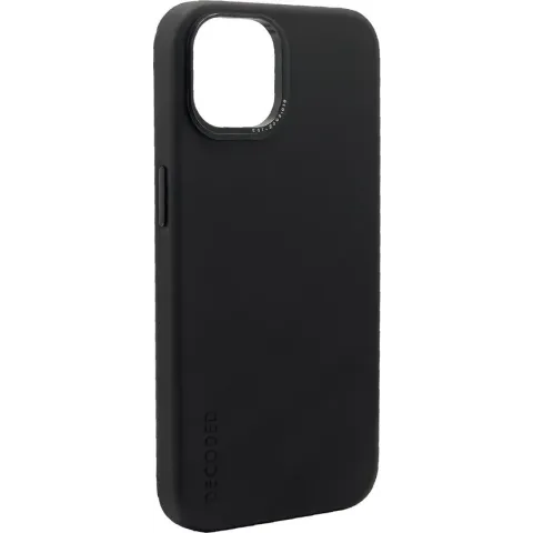 DECODED Leren Back Cover - iPhone 14 -  Hoogwaardig Europees Leer - Hoesje met Metalen Knoppen - Magnetische Technologie van Apple - Zwart