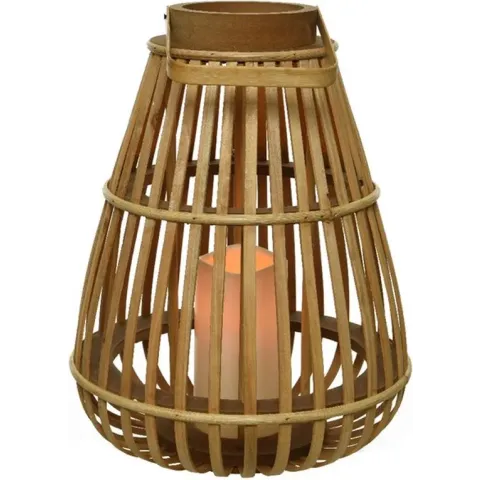 Decoris LED lantaarn bamboe 25x25x27,5cm