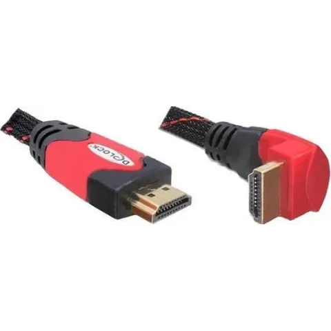Delock - 1.4 High Speed HDMI kabel - eenzijdig haaks - 3 m - Zwart/Rood