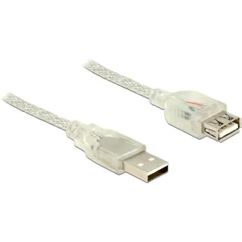 DeLOCK 1m, 2xUSB2.0-A USB-kabel USB A Mannelijk Vrouwelijk Transparant