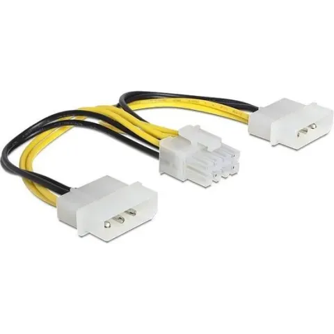 DeLOCK 2x Molex (m) - EPS12V 8-pins (m) voedingskabel - 0,15 meter