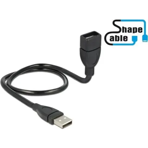 Delock 50cm USB 2.0 ShapeCable-Verlängerung [USB 2.0 Typ A Stecker - USB 2.0 Typ A Buchse]