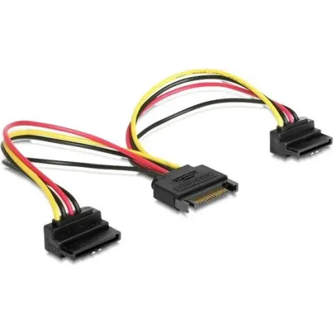 DeLOCK 60128 0.15m SATA 15-pin 2x SATA 15-pin Zwart, Rood, Geel, Multi kleuren SATA-kabel