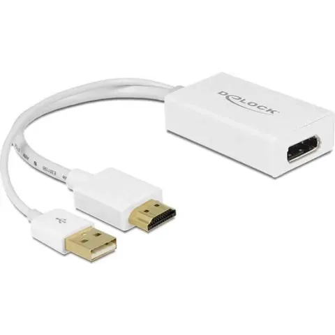 DeLOCK 62496 kabeladapter/verloopstukje HDMI-A, USB-A Displayport Wit