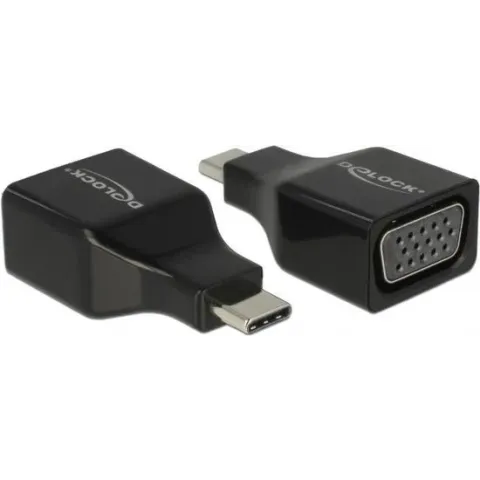 DeLOCK 63933 tussenstuk voor kabels USB Type-C VGA Zwart