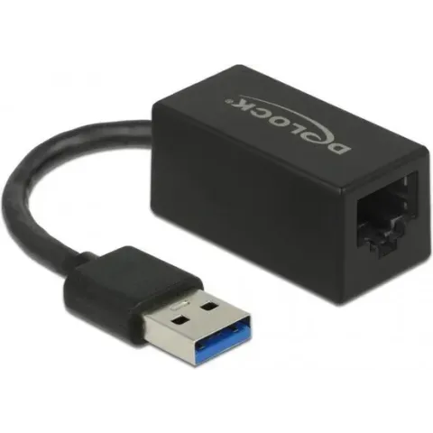 DeLOCK 65903 kabeladapter/verloopstukje SuperSpeed USB (USB 3.1 Gen 1) Type-A male Gigabit LAN RJ45 Zwart