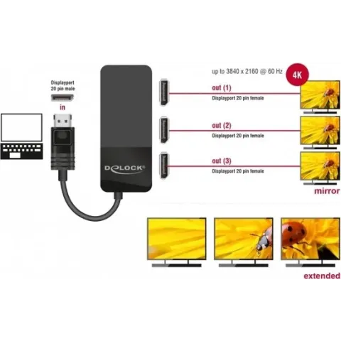 DeLOCK 87737 video splitter DisplayPort 3x DisplayPort