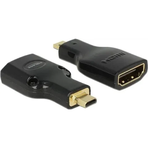 DeLOCK HDMI Micro-D/HDMI-A, M/F, 4K Micro-HDMI Zwart