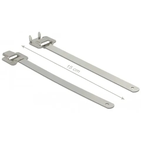 DeLOCK Herbruikbare RVS kabelbinders met vouwsluiting 150 x 10 mm, 20 stuks