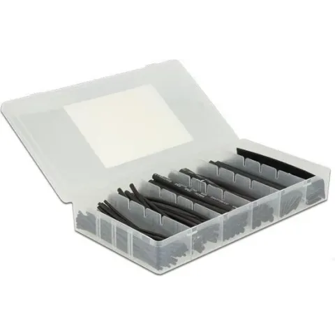 DeLOCK Krimpkous assortiment in handige bewaardoos - 100 stuks / zwart