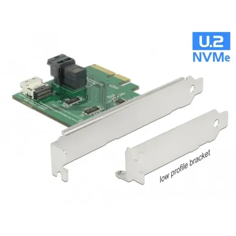 DeLOCK PCI Express x4 Card U.2 NVMe naar 1 x internal SFF-8654 4i + 1 x internal SFF-8643 - Low Profile Form Factor