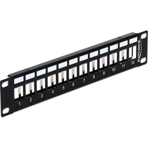 DeLOCK Premium 10'' Patch Panel voor 12 Keystone modules / zwart
