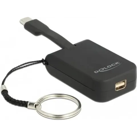 DeLOCK Premium USB-C naar Mini DisplayPort adapter sleutelhanger met DP Alt Mode (4K 60 Hz) / zwart - 0,05 meter
