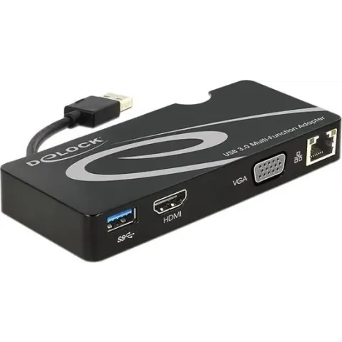 Delock USB 3.0 Netwerkadapter 1 GBit/s HDMI, VGA, USB 3.2 Gen 1 (USB 3.0), LAN (10/100/1000 MBit/s)