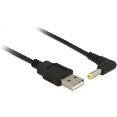 DeLOCK USB-A (m) - DC plug 4,0 x 1,7mm (m) kabel - haaks / zwart - 1,5 meter