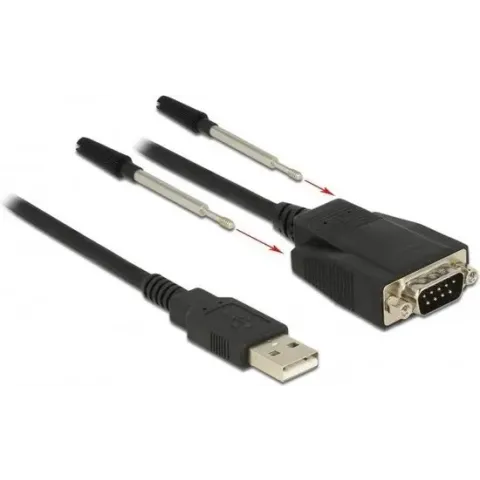 DeLOCK USB-A (m) naar 9-pins SUB-D met schroeven/moeren (m) seriële RS232 adapter / FTDI chip / ESD protectie - 0,45 meter