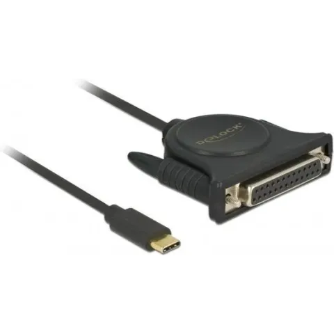 DeLOCK USB-C (m) naar 25-pins SUB-D met schroeven (m) IEEE1284 parallelle printerkabel / Prolific PL2305 chip - 1,8 meter