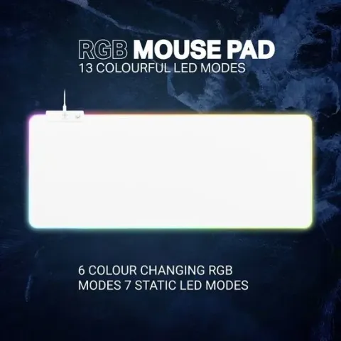 Deltaco White Line WMP90 - Gaming Muismat XL - 90x36cm - RGB - Neopreen Stof - 4 mm dik - Wit