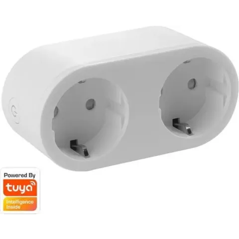 Denver SHP-200 - Smart stekker dubbel - Amazon Alexa - Google Assistant - TUYA Smart Life - Energiemonitoring - WiFi - Wit