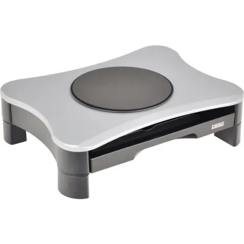 DESQ® Monitorsteun met draaiplateau en lade | max. 15kg | hoogte instelbaar 6.5-11cm