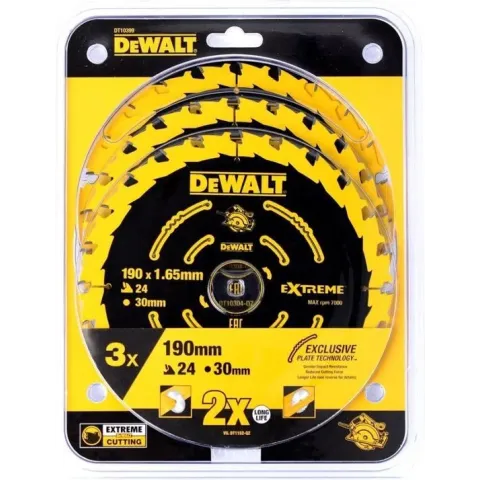 DeWalt DT10399 Constructie Cirkelzaagbladen set - 190 x 30 x 24T (3st) - Hout