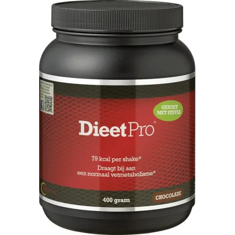 Dieet Pro - Eiwitshake - Voedingssupplementen - Chocolade Stevia - 400 gr