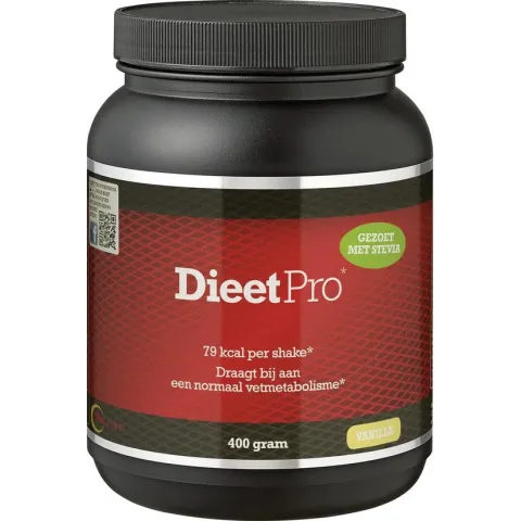Dieet Pro - Eiwitshake - Voedingssupplementen - Vanille Stevia - 400 gr