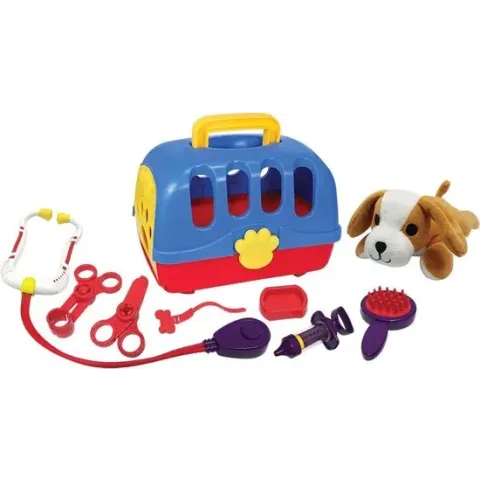 Dierenartskoffer met Honden Knuffel 10-delig