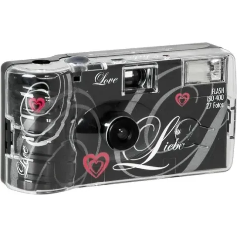 Difox Single Use camera Flash 400 - 27 opnamen "LOVE" zwart wegwerpcamera