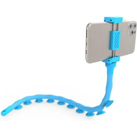 DigiPower Flexibele Smartphone houder EU-DP-SCH-BL | Flexible greep, 10 Zuignappen, Smartphone houder, Blauw