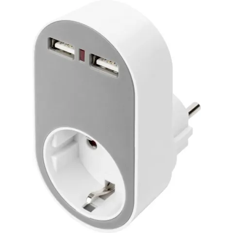 Digitus DA-70617 Adapter Thuis Uitgangsstroom (max.) 2400 mA 2 x USB, Randaarde stopcontact