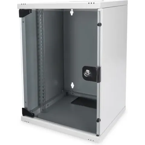 DIGITUS Wandbehuizing Compact 9HE 254mm 10" Glazen deur grijs