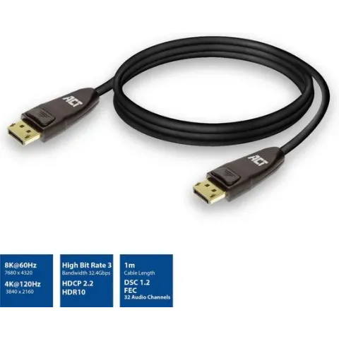 DisplayPort 1.4 kabel 8K, 1m - AC4071