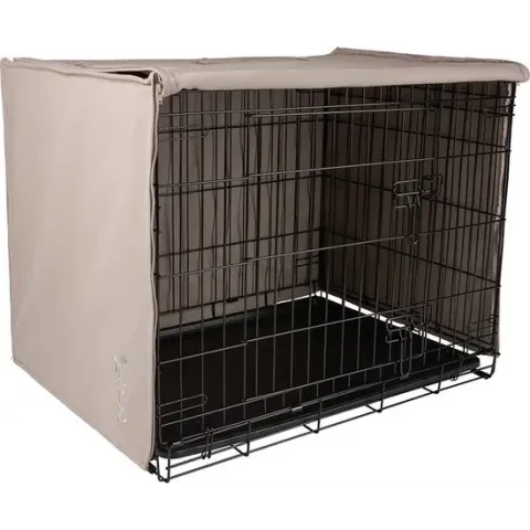 District 70 CRATE Cover - Stijlvolle Bench Hoes - Canvas & Katoen - Verkrijgbaar in 5 maten - Donkergrijs & Zand - Maat: XL - 110 x 73 x 76 cm, Kleur: Zand