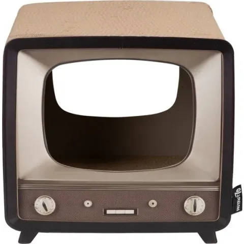 District 70 TELLY - Retro TV Krabmeubel - Instagrammable Kartonnen TV voor Katten
