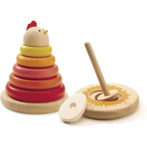 Djeco Cachempil Houten Stapelfiguur Moederkip - 15.5 cm