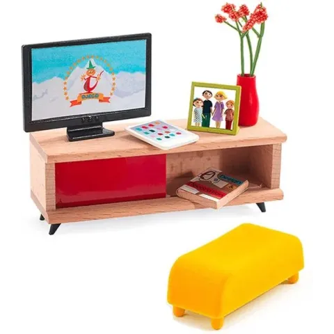 Djeco Poppenhuis Woonkamer set | The tv room